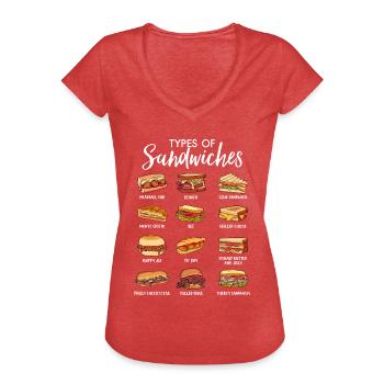 Welt der Sandwiches - Frauen Vintage T-Shirt - Rot meliert - Vorne - Danielle (179cm)