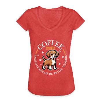 Kaffee und Anglo-Français de Petite Vénerie - Frauen Vintage T-Shirt - Rot meliert - Vorne - Danielle (179cm)
