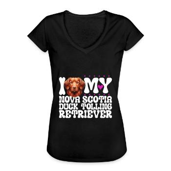Ich liebe Nova Scotia Duck Tolling Retriever - Frauen Vintage T-Shirt - Schwarz - Vorne - Danielle (179cm)