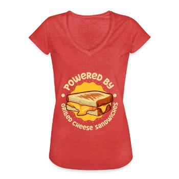 Powered by Grilled Cheese Sandwich - Frauen Vintage T-Shirt - Rot meliert - Vorne - Danielle (179cm)