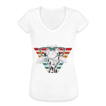 Retro Giraffe Mama Lustige Afrikanische Safari - Frauen Vintage T-Shirt - Schwarz - Vorne - Danielle (179cm)
