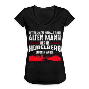 Heidelberg | Lustiges alte Männer Sprüche Geschenk - Frauen Vintage T-Shirt - Schwarz - Vorne - Danielle (179cm)