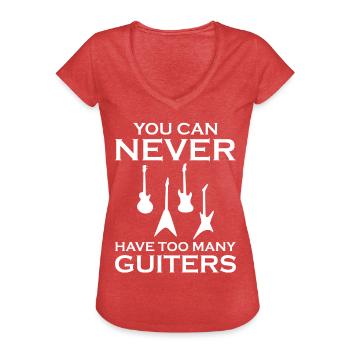 Guitariste - Vous ne pouvez jamais avoir trop de guitare - T-shirt vintage Femme - rouge chiné - Devant - Danielle (179cm)