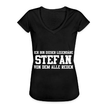 Stefan Name Design - Frauen Vintage T-Shirt - Schwarz - Vorne - Danielle (179cm)