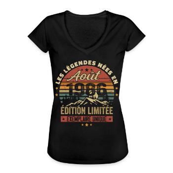 Août 1986 Cadeau Anniversaire Aout 1986 August - T-shirt vintage Femme - noir - Devant