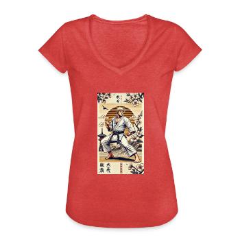 Karate MEISTER - Frauen Vintage T-Shirt - Rot meliert - Vorne - Danielle (179cm)