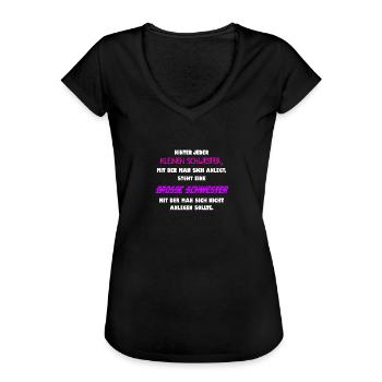 Große Schwester Kleine Schwester Geschenk - Frauen Vintage T-Shirt - Schwarz - Vorne