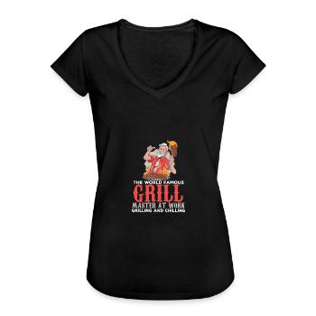 Drôle de grillade Master BBQ Lover Foodies Chef Rauch - T-shirt vintage Femme - noir - Devant - Danielle (179cm)