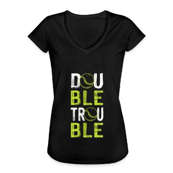 tennis double trouble - Frauen Vintage T-Shirt - Schwarz - Vorne - Danielle (179cm)