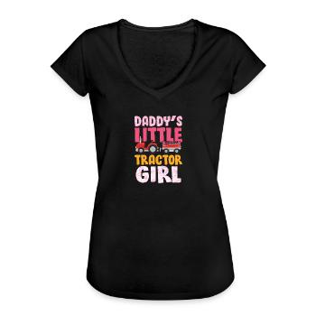 Landwirt Kinder Traktor Geschenk · Traktor Mädchen - Frauen Vintage T-Shirt - Schwarz - Vorne