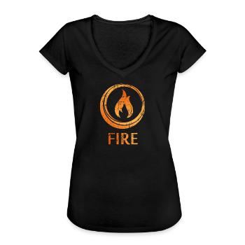 Quatre éléments de feu - T-shirt vintage Femme - noir - Devant - Danielle (179cm)
