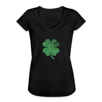st.patricks day, irland, ireland, klee,glitzer - Frauen Vintage T-Shirt - Schwarz - Vorne - Danielle (179cm)