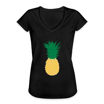 Ananas - T-shirt vintage Femme - noir - Devant - Danielle (179cm)