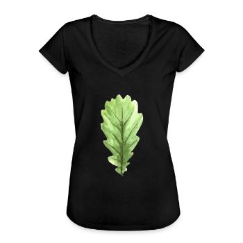 Feuille d'un chêne - T-shirt vintage Femme - noir - Devant - Danielle (179cm)