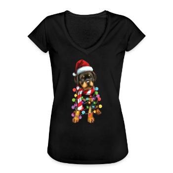 Weihnachten Rottweiler Weihnachten Weihnachtsmann Süßes Hundegeschenk - Frauen Vintage T-Shirt - Schwarz - Vorne