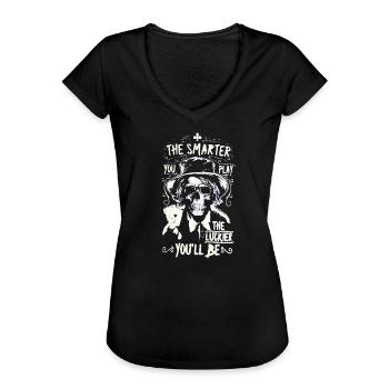 Pokern Poker Spruch - Frauen Vintage T-Shirt - Schwarz - Vorne - Danielle (179cm)