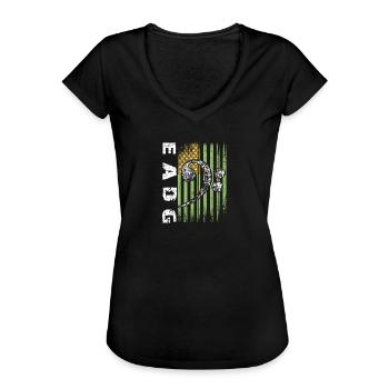 EADG Bassnoten mit amerikanischer Flagge - Frauen Vintage T-Shirt - Schwarz - Vorne - Danielle (179cm)