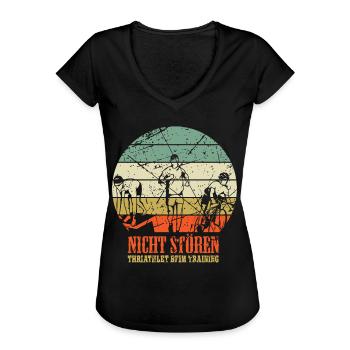 Triathlet Triathlon - Frauen Vintage T-Shirt - Schwarz - Vorne - Danielle (179cm)