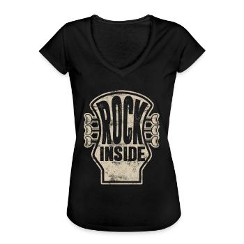 Rock & Roll Gitarre Rock and Roll - Frauen Vintage T-Shirt - Schwarz - Vorne - Danielle (179cm)