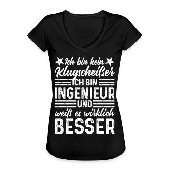 Ingenieur kein Klugscheißer coole lustige Sprüche - Frauen Vintage T-Shirt - Schwarz - Vorne - Danielle (179cm)