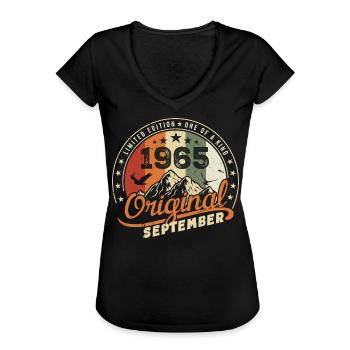Vintage Geburtstagsgeschenk Geboren im September 1965 - Frauen Vintage T-Shirt - Schwarz - Vorne - Danielle (179cm)
