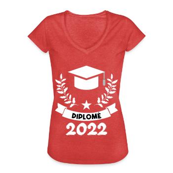 Diplômée 2022 - T-shirt vintage Femme - rouge chiné - Devant - Danielle (179cm)
