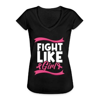 Fight Like A Girl Mois de sensibilisation, cancer - T-shirt vintage Femme - noir - Devant - Danielle (179cm)