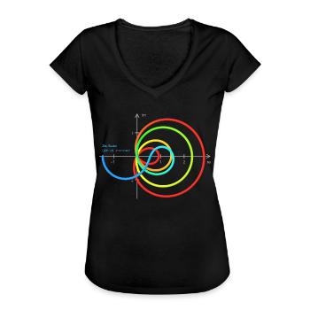 Zeta - Re=1/2 - avec coordonnées - Lignes - T-shirt vintage Femme - noir - Devant - Danielle (179cm)