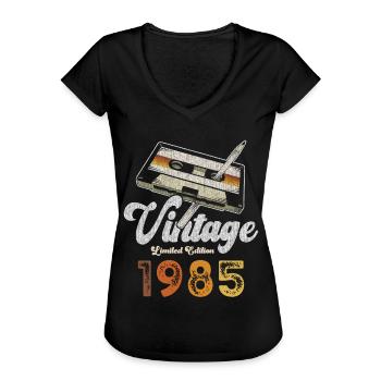 Vintage 1985 Geburtstag Kassette Bleistift - Frauen Vintage T-Shirt - Schwarz - Vorne - Danielle (179cm)