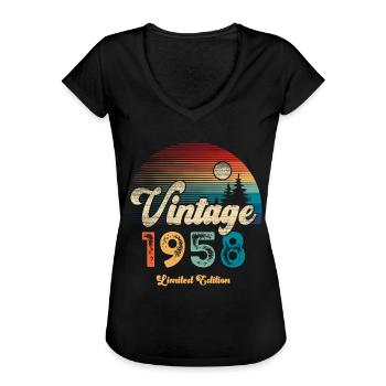Millésime 1958 Anniversaire Rétro - T-shirt vintage Femme - noir - Devant - Danielle (179cm)