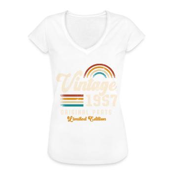 Millésime 1957 Anniversaire Rétro - T-shirt vintage Femme - charbon - Devant - Danielle (179cm)