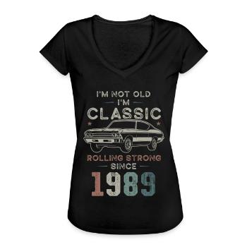 Geboren 1989 Geburtstag Oldtimer - Frauen Vintage T-Shirt - Schwarz - Vorne - Danielle (179cm)
