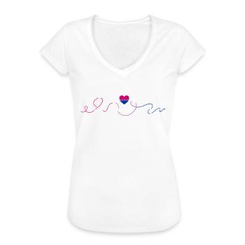 Biseksuel Hjerteslag Bi Flag Farver LGBTQ+ - Dame vintage T-shirt - charcoal - Foran - Danielle (179cm)