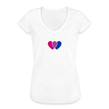 Bisexual Pride Heartbeat Love - Women's Vintage T-Shirt - charcoal grey - Front - Danielle (179cm)