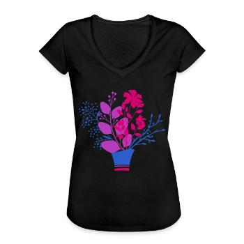 Biseksuel Pride Buket Flag Farver Elegant - Dame vintage T-shirt - sort - Foran - Danielle (179cm)