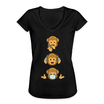 Drei weise Affen 2020 - Frauen Vintage T-Shirt - Schwarz - Vorne - Danielle (179cm)