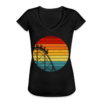 Vintage Achterbahn Design - Frauen Vintage T-Shirt - Schwarz - Vorne - Danielle (179cm)