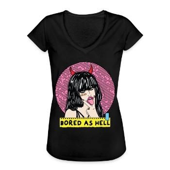 ART POP-ART ÉROTIQUE SEXY COMIC GIRL - T-shirt vintage Femme - noir - Devant - Danielle (179cm)