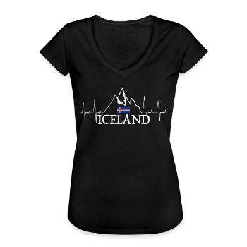 Island Herzschlag Reise Island - Frauen Vintage T-Shirt - Schwarz - Vorne - Danielle (179cm)
