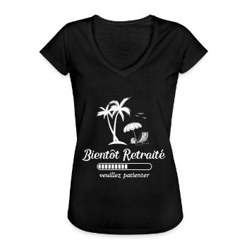 Bientôt Retraité Cadeau Humour - T-shirt vintage Femme - noir - Devant - Danielle (179cm)