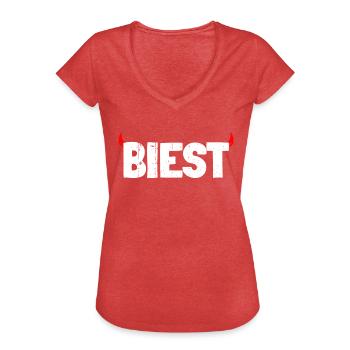 Biest Teufel Zicke - Frauen Vintage T-Shirt - Rot meliert - Vorne - Danielle (179cm)