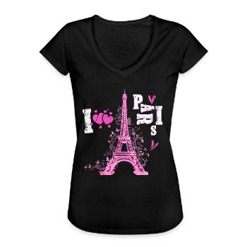 Paris Eiffelturm - Frauen Vintage T-Shirt - Schwarz - Vorne - Danielle (179cm)