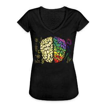 Gehirn Hirn Gehirnhälfte Analytisch Kreativ - Frauen Vintage T-Shirt - Schwarz - Vorne - Danielle (179cm)