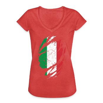 Drapeau italien - T-shirt vintage Femme - rouge chiné - Devant - Danielle (179cm)