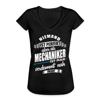 Mechaniker Lustiger Spruch - Frauen Vintage T-Shirt - Schwarz - Vorne - Danielle (179cm)
