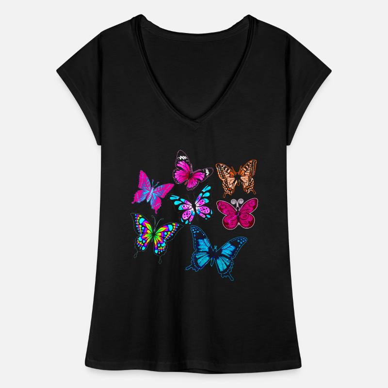 Bunte Schmetterlinge Frauen Vintage T-Shirt