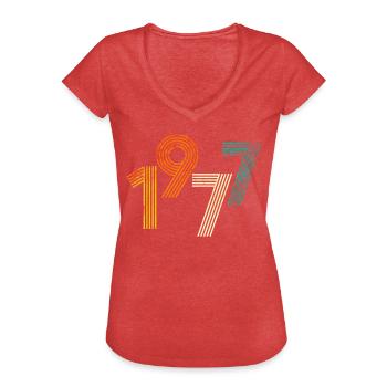 Born in 1977 - Women's Vintage T-Shirt - heather red - Front - Danielle (179cm)