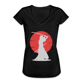 Japanese warrior symbol culture Samurai Sensei K - Women's Vintage T-Shirt - black - Front - Danielle (179cm)