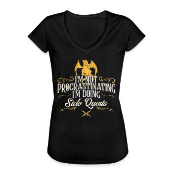 RPG Gamer Side Quest Drache Schwert Roleplay - Frauen Vintage T-Shirt - Schwarz - Vorne - Danielle (179cm)