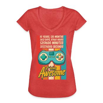10 Years Of Being Awesome - Amazing 10th Birthday - Women's Vintage T-Shirt - heather red - Front - Danielle (179cm)
